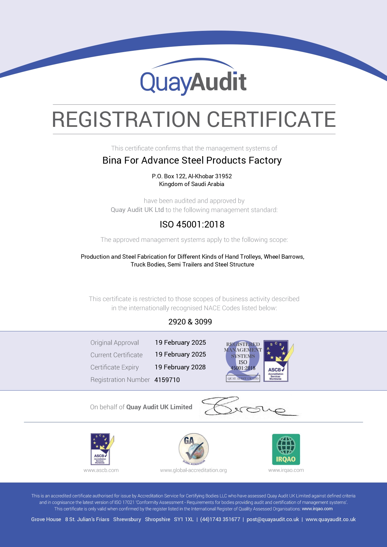 ISO 45001 Certificate