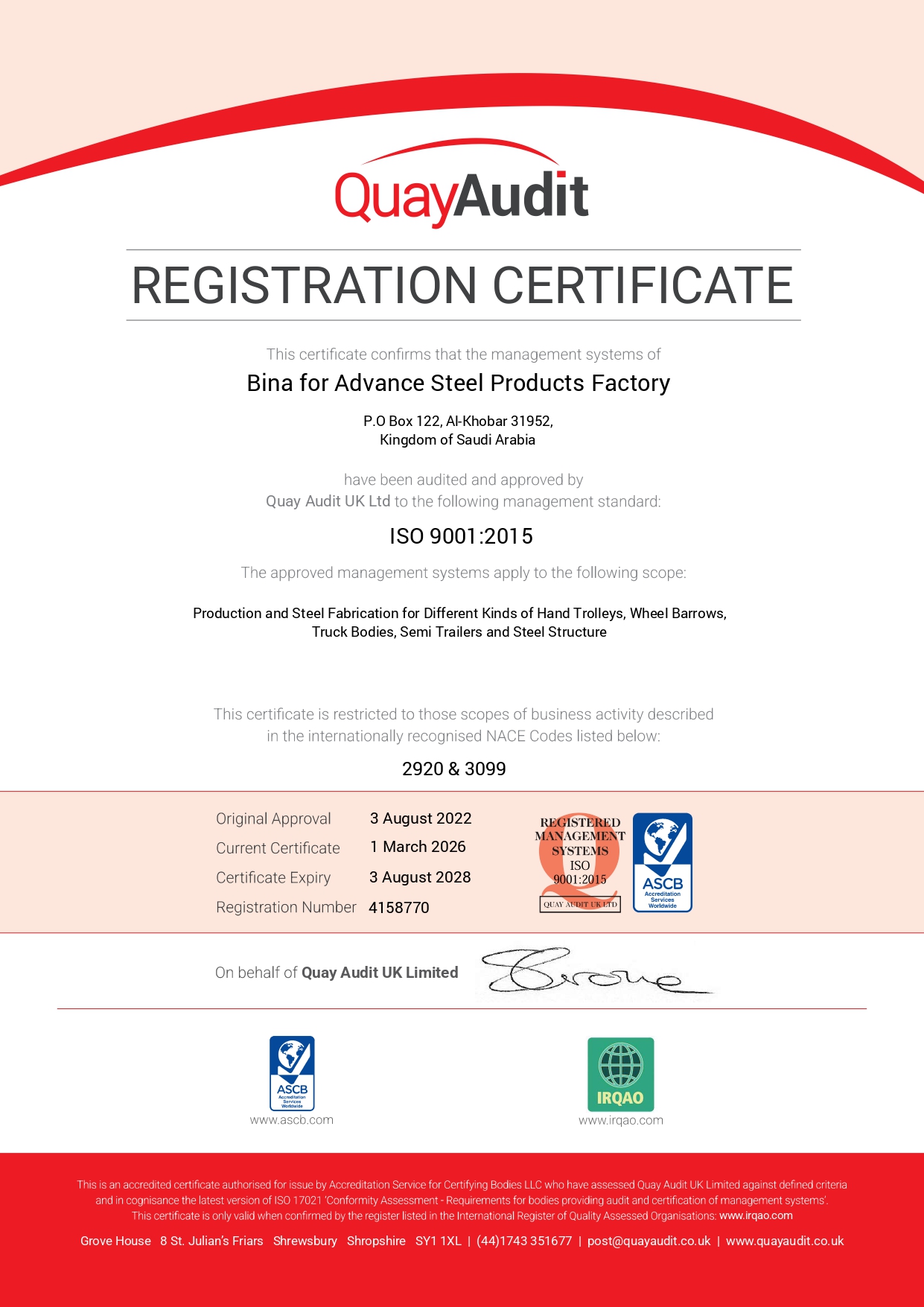 ISO 9001 Certificate